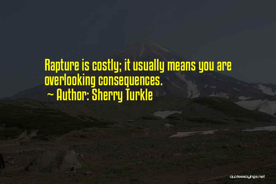 Sherry Turkle Quotes: Rapture Is Costly; It Usually Means You Are Overlooking Consequences.