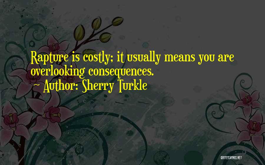 Sherry Turkle Quotes: Rapture Is Costly; It Usually Means You Are Overlooking Consequences.