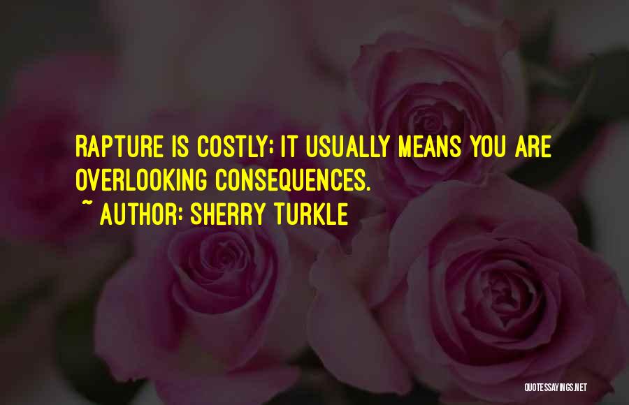 Sherry Turkle Quotes: Rapture Is Costly; It Usually Means You Are Overlooking Consequences.