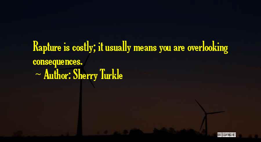 Sherry Turkle Quotes: Rapture Is Costly; It Usually Means You Are Overlooking Consequences.