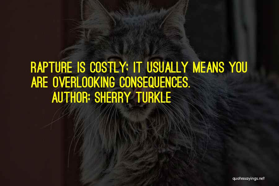 Sherry Turkle Quotes: Rapture Is Costly; It Usually Means You Are Overlooking Consequences.