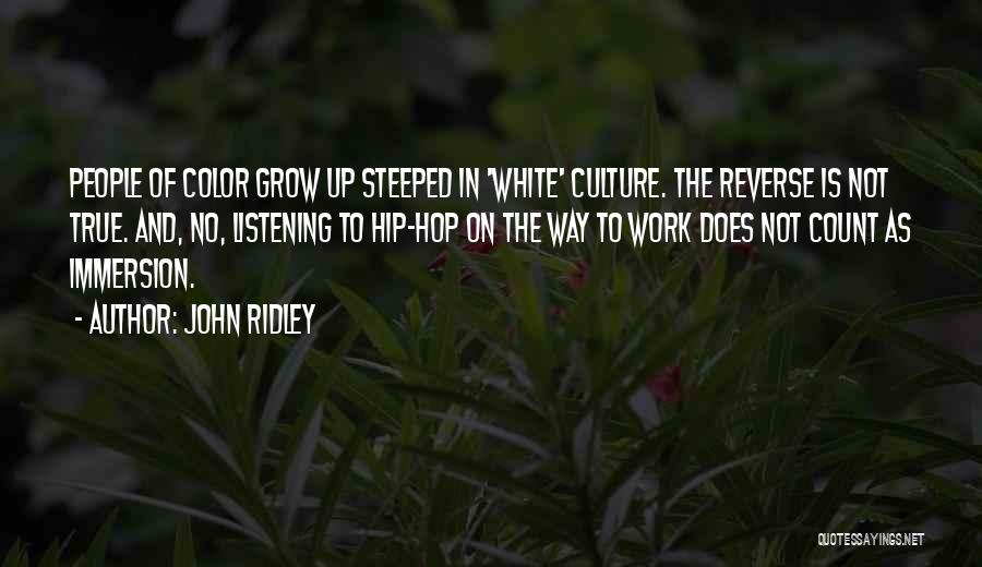 John Ridley Quotes: People Of Color Grow Up Steeped In 'white' Culture. The Reverse Is Not True. And, No, Listening To Hip-hop On