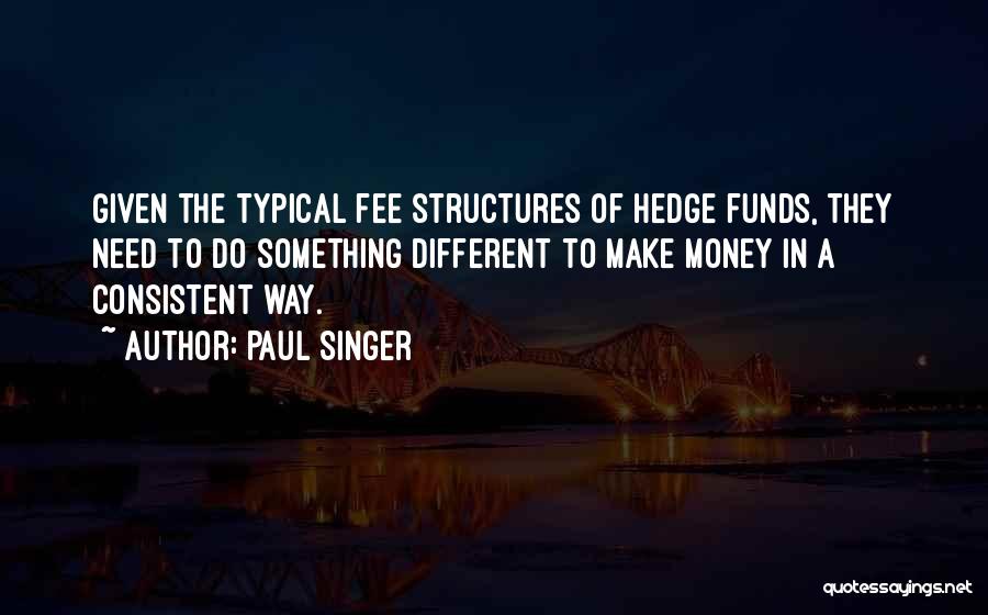 Paul Singer Quotes: Given The Typical Fee Structures Of Hedge Funds, They Need To Do Something Different To Make Money In A Consistent