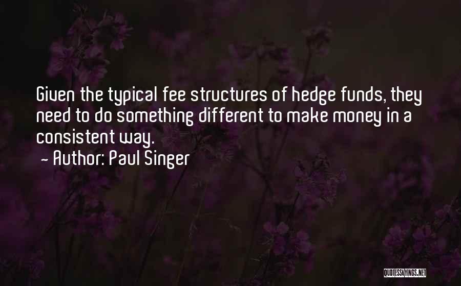 Paul Singer Quotes: Given The Typical Fee Structures Of Hedge Funds, They Need To Do Something Different To Make Money In A Consistent