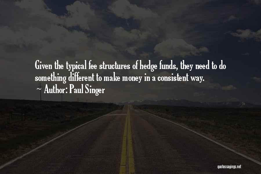 Paul Singer Quotes: Given The Typical Fee Structures Of Hedge Funds, They Need To Do Something Different To Make Money In A Consistent