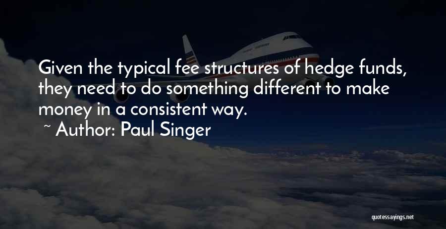 Paul Singer Quotes: Given The Typical Fee Structures Of Hedge Funds, They Need To Do Something Different To Make Money In A Consistent