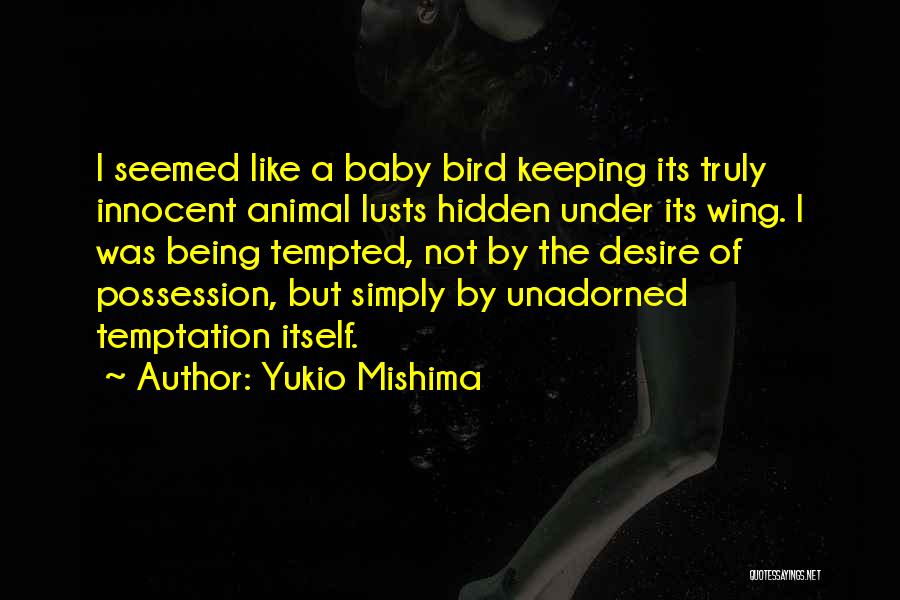 Yukio Mishima Quotes: I Seemed Like A Baby Bird Keeping Its Truly Innocent Animal Lusts Hidden Under Its Wing. I Was Being Tempted,