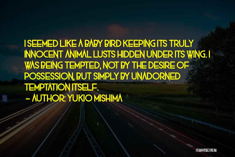 Yukio Mishima Quotes: I Seemed Like A Baby Bird Keeping Its Truly Innocent Animal Lusts Hidden Under Its Wing. I Was Being Tempted,