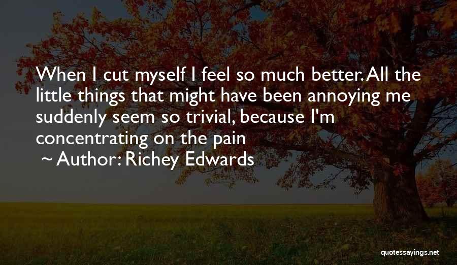 Richey Edwards Quotes: When I Cut Myself I Feel So Much Better. All The Little Things That Might Have Been Annoying Me Suddenly