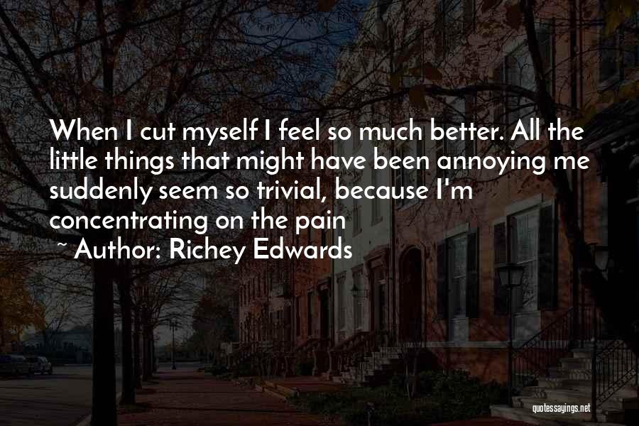 Richey Edwards Quotes: When I Cut Myself I Feel So Much Better. All The Little Things That Might Have Been Annoying Me Suddenly