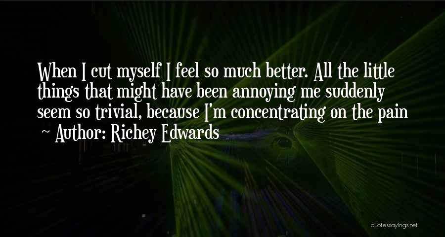 Richey Edwards Quotes: When I Cut Myself I Feel So Much Better. All The Little Things That Might Have Been Annoying Me Suddenly