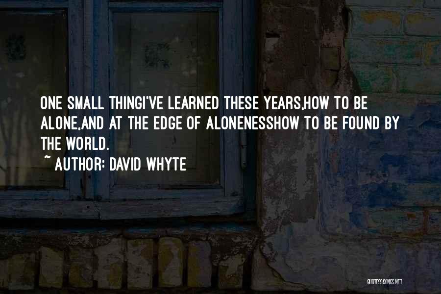 David Whyte Quotes: One Small Thingi've Learned These Years,how To Be Alone,and At The Edge Of Alonenesshow To Be Found By The World.