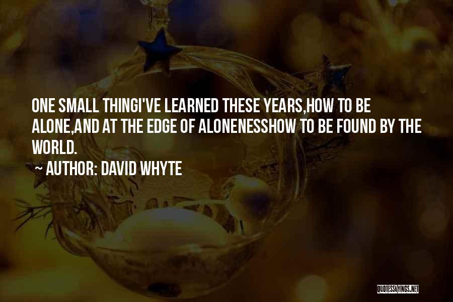 David Whyte Quotes: One Small Thingi've Learned These Years,how To Be Alone,and At The Edge Of Alonenesshow To Be Found By The World.