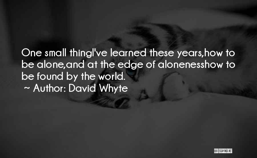 David Whyte Quotes: One Small Thingi've Learned These Years,how To Be Alone,and At The Edge Of Alonenesshow To Be Found By The World.