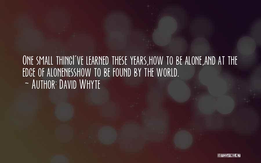 David Whyte Quotes: One Small Thingi've Learned These Years,how To Be Alone,and At The Edge Of Alonenesshow To Be Found By The World.