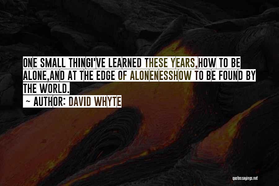 David Whyte Quotes: One Small Thingi've Learned These Years,how To Be Alone,and At The Edge Of Alonenesshow To Be Found By The World.