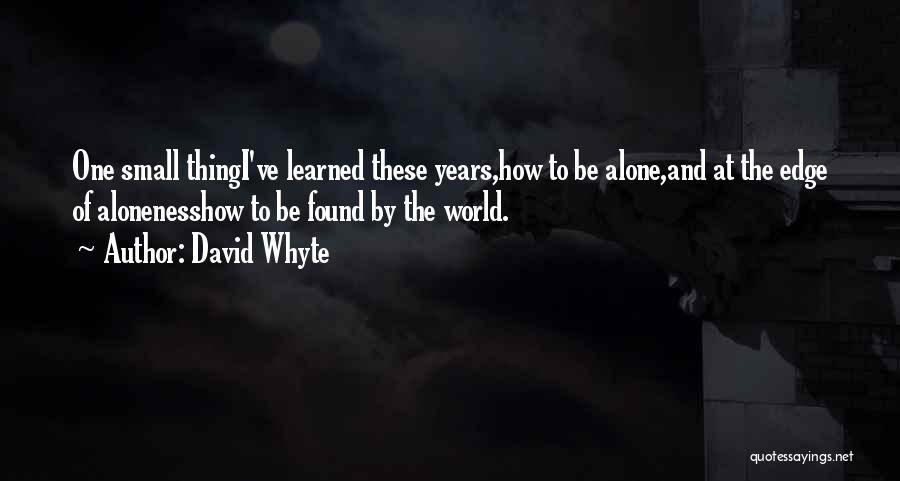 David Whyte Quotes: One Small Thingi've Learned These Years,how To Be Alone,and At The Edge Of Alonenesshow To Be Found By The World.