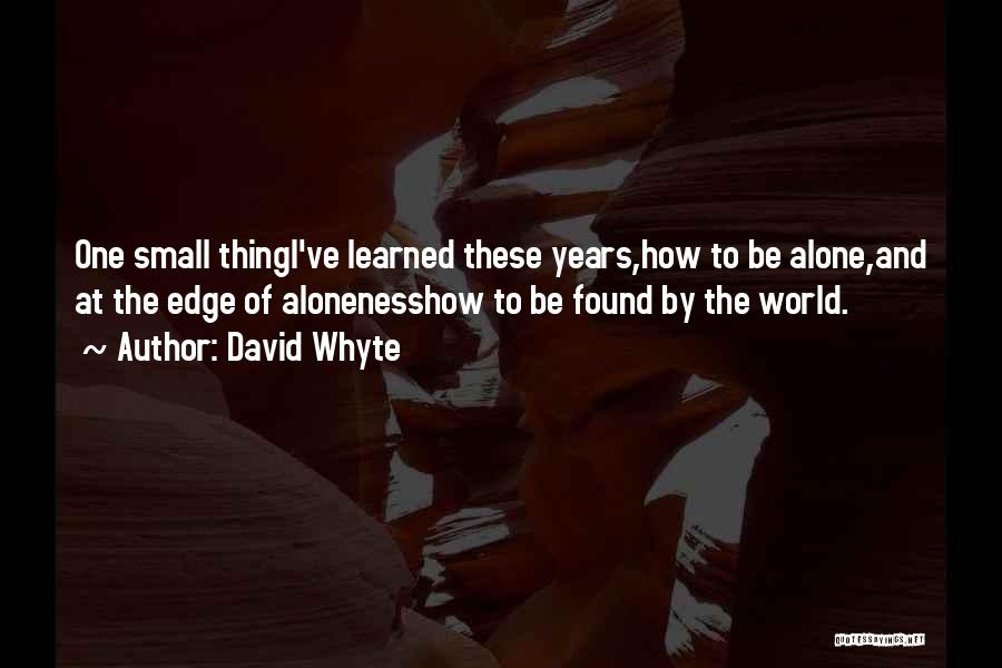 David Whyte Quotes: One Small Thingi've Learned These Years,how To Be Alone,and At The Edge Of Alonenesshow To Be Found By The World.