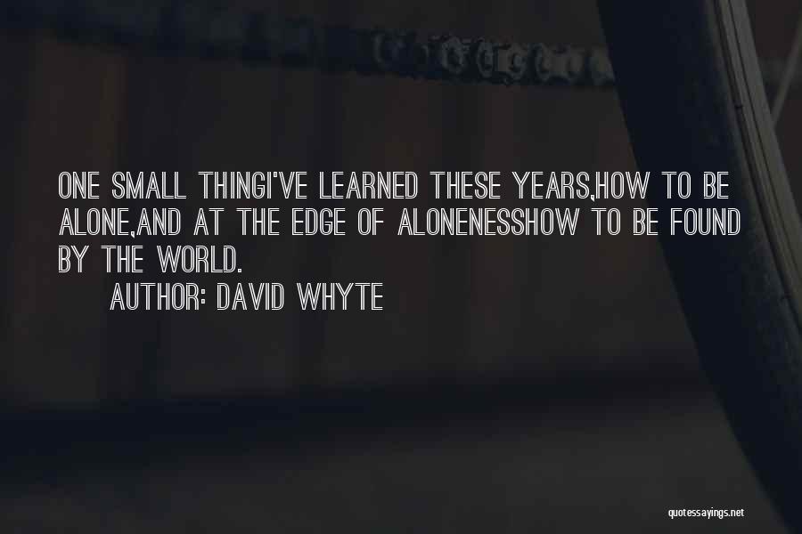 David Whyte Quotes: One Small Thingi've Learned These Years,how To Be Alone,and At The Edge Of Alonenesshow To Be Found By The World.