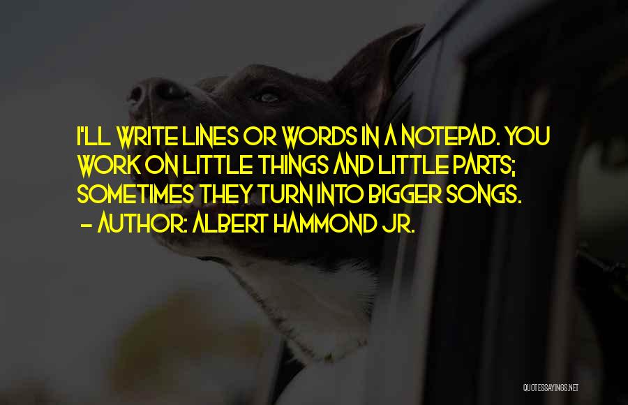 Albert Hammond Jr. Quotes: I'll Write Lines Or Words In A Notepad. You Work On Little Things And Little Parts; Sometimes They Turn Into