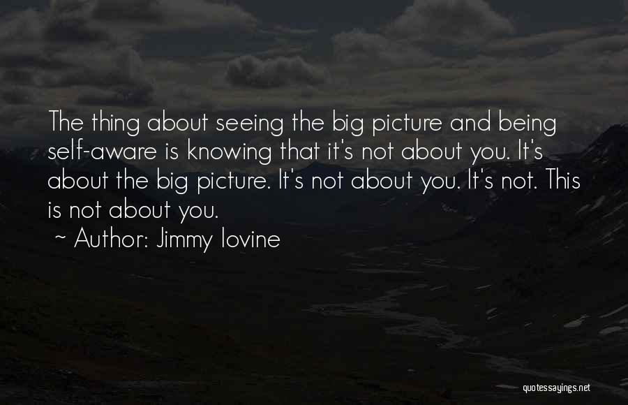 Jimmy Iovine Quotes: The Thing About Seeing The Big Picture And Being Self-aware Is Knowing That It's Not About You. It's About The