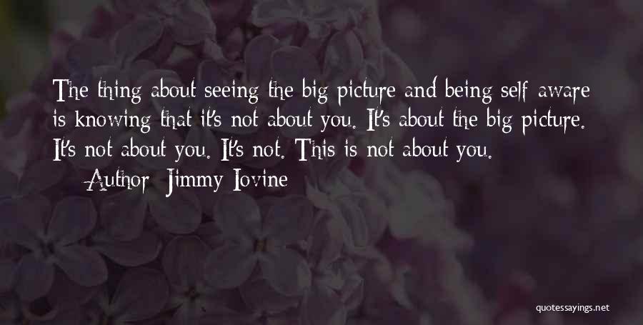 Jimmy Iovine Quotes: The Thing About Seeing The Big Picture And Being Self-aware Is Knowing That It's Not About You. It's About The