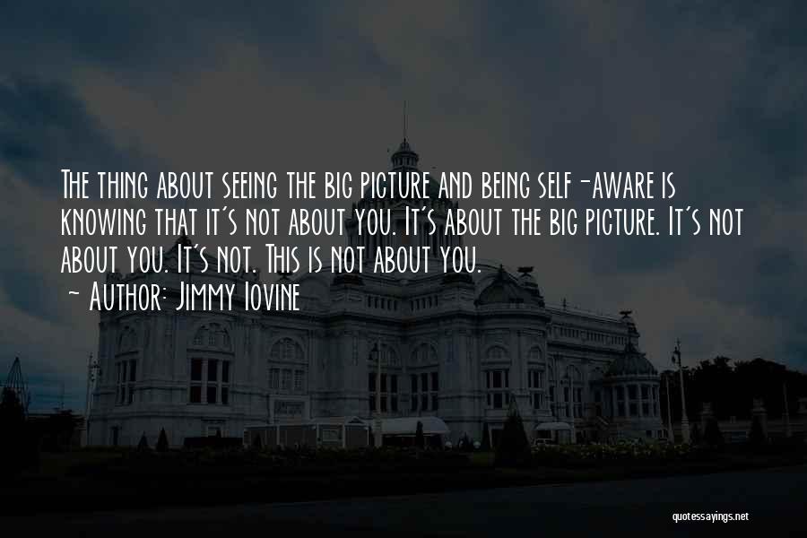 Jimmy Iovine Quotes: The Thing About Seeing The Big Picture And Being Self-aware Is Knowing That It's Not About You. It's About The