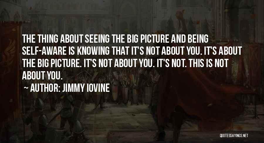 Jimmy Iovine Quotes: The Thing About Seeing The Big Picture And Being Self-aware Is Knowing That It's Not About You. It's About The