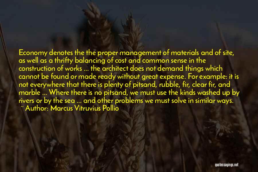 Marcus Vitruvius Pollio Quotes: Economy Denotes The The Proper Management Of Materials And Of Site, As Well As A Thrifty Balancing Of Cost And