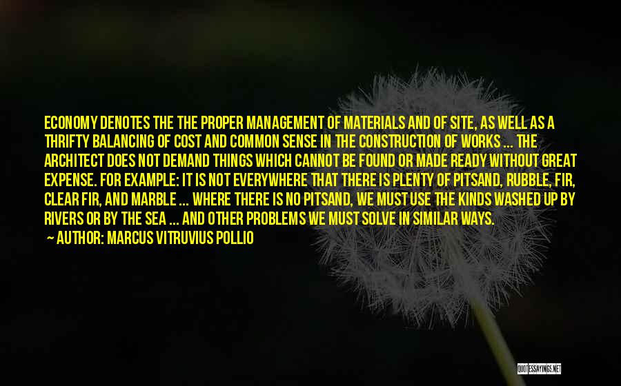 Marcus Vitruvius Pollio Quotes: Economy Denotes The The Proper Management Of Materials And Of Site, As Well As A Thrifty Balancing Of Cost And