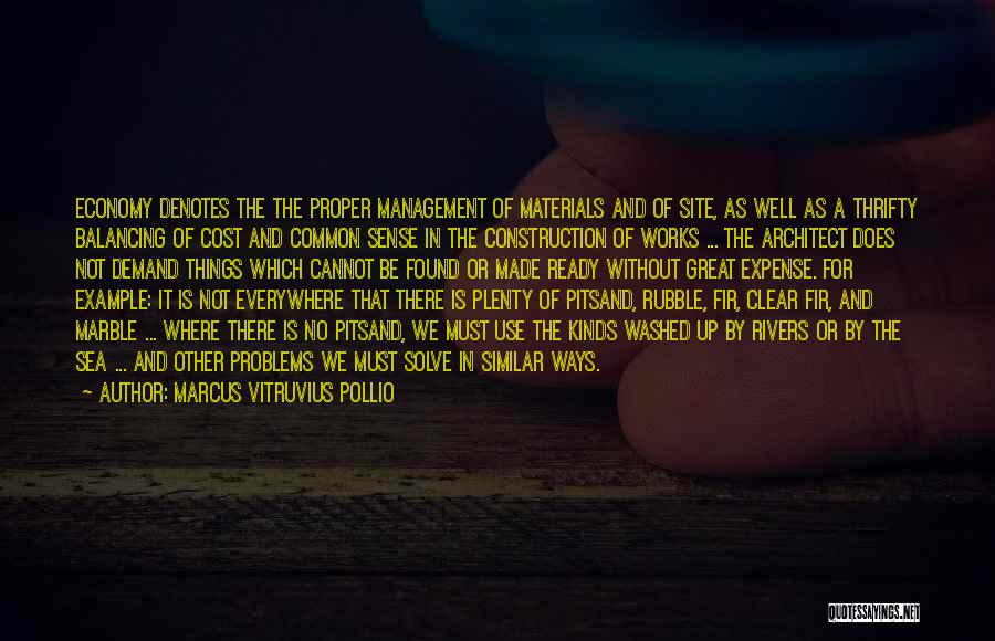 Marcus Vitruvius Pollio Quotes: Economy Denotes The The Proper Management Of Materials And Of Site, As Well As A Thrifty Balancing Of Cost And