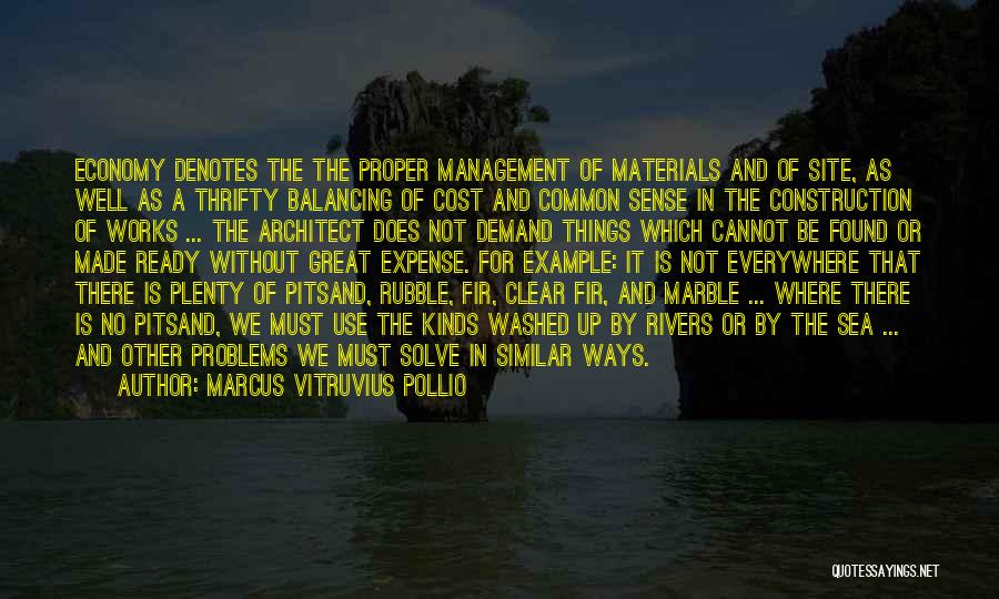 Marcus Vitruvius Pollio Quotes: Economy Denotes The The Proper Management Of Materials And Of Site, As Well As A Thrifty Balancing Of Cost And