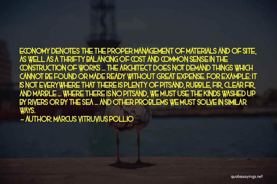 Marcus Vitruvius Pollio Quotes: Economy Denotes The The Proper Management Of Materials And Of Site, As Well As A Thrifty Balancing Of Cost And