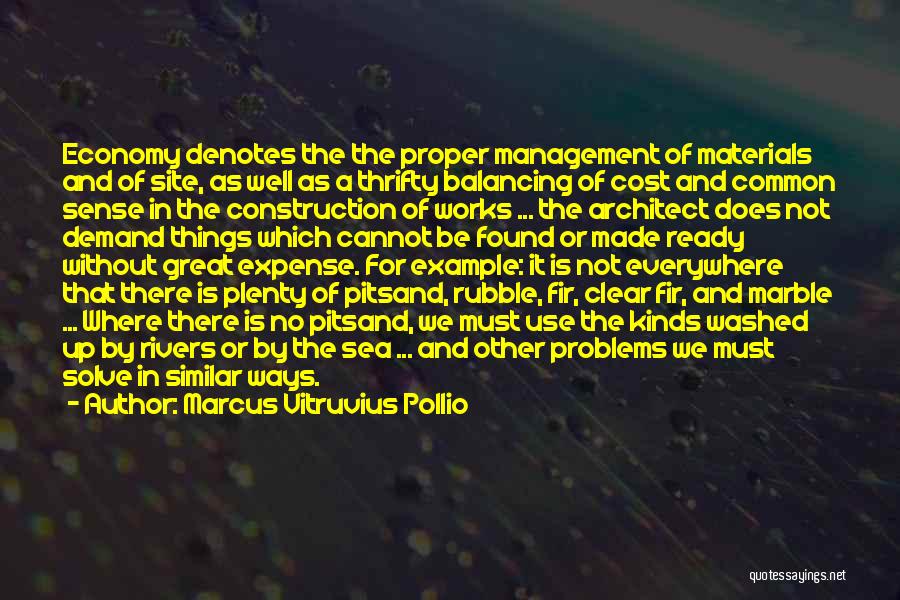 Marcus Vitruvius Pollio Quotes: Economy Denotes The The Proper Management Of Materials And Of Site, As Well As A Thrifty Balancing Of Cost And