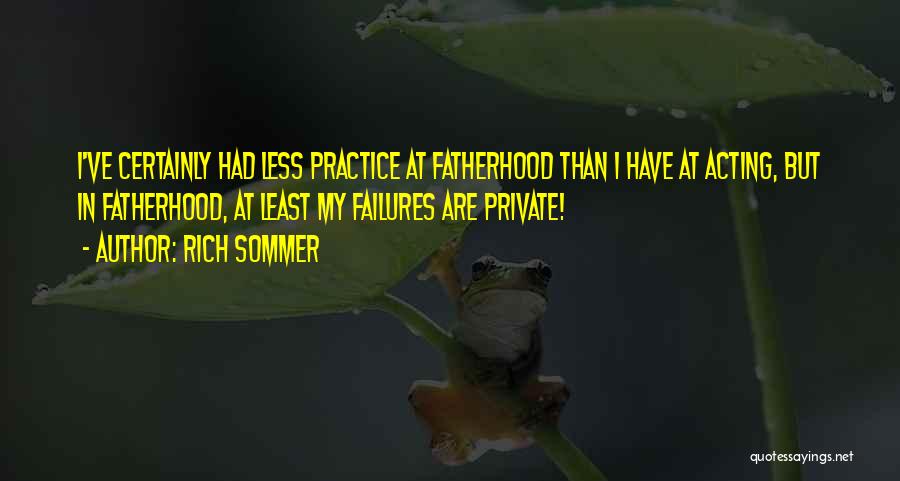 Rich Sommer Quotes: I've Certainly Had Less Practice At Fatherhood Than I Have At Acting, But In Fatherhood, At Least My Failures Are