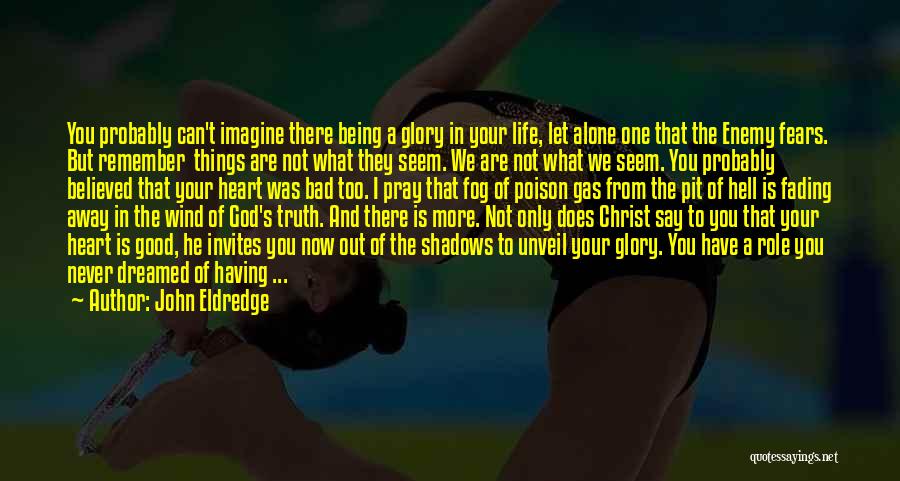 John Eldredge Quotes: You Probably Can't Imagine There Being A Glory In Your Life, Let Alone One That The Enemy Fears. But Remember