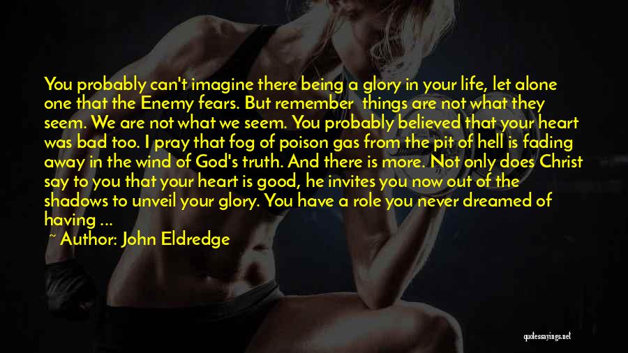 John Eldredge Quotes: You Probably Can't Imagine There Being A Glory In Your Life, Let Alone One That The Enemy Fears. But Remember