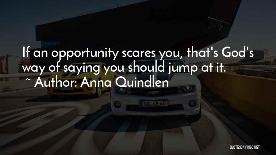 Anna Quindlen Quotes: If An Opportunity Scares You, That's God's Way Of Saying You Should Jump At It.