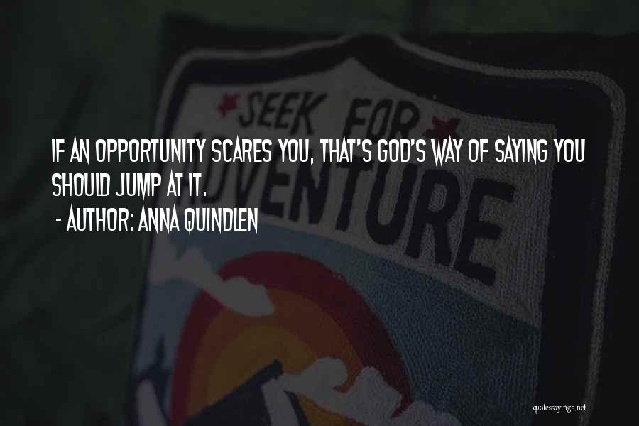 Anna Quindlen Quotes: If An Opportunity Scares You, That's God's Way Of Saying You Should Jump At It.