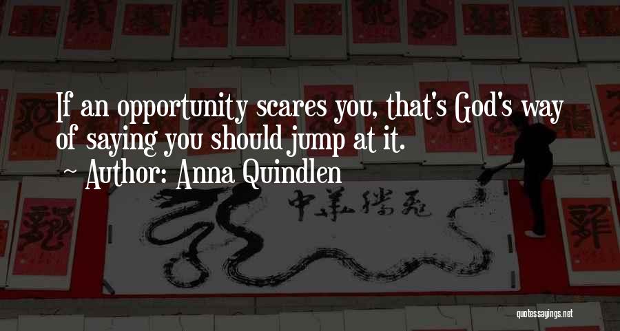 Anna Quindlen Quotes: If An Opportunity Scares You, That's God's Way Of Saying You Should Jump At It.