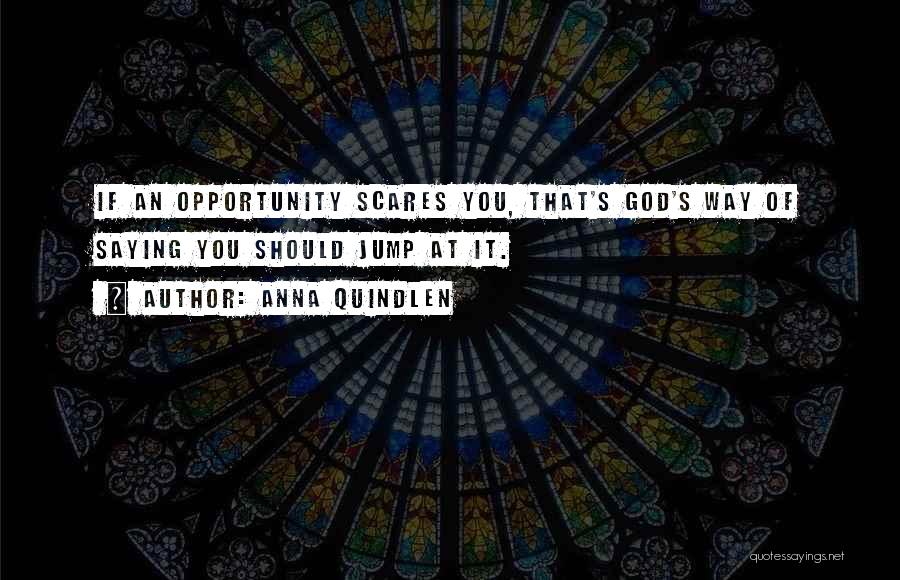 Anna Quindlen Quotes: If An Opportunity Scares You, That's God's Way Of Saying You Should Jump At It.