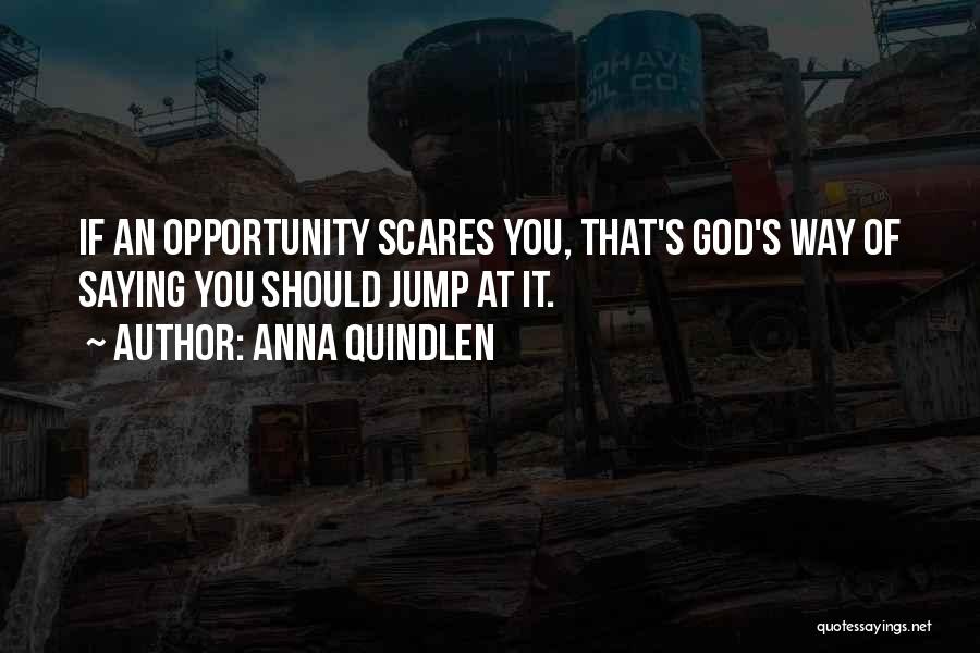 Anna Quindlen Quotes: If An Opportunity Scares You, That's God's Way Of Saying You Should Jump At It.