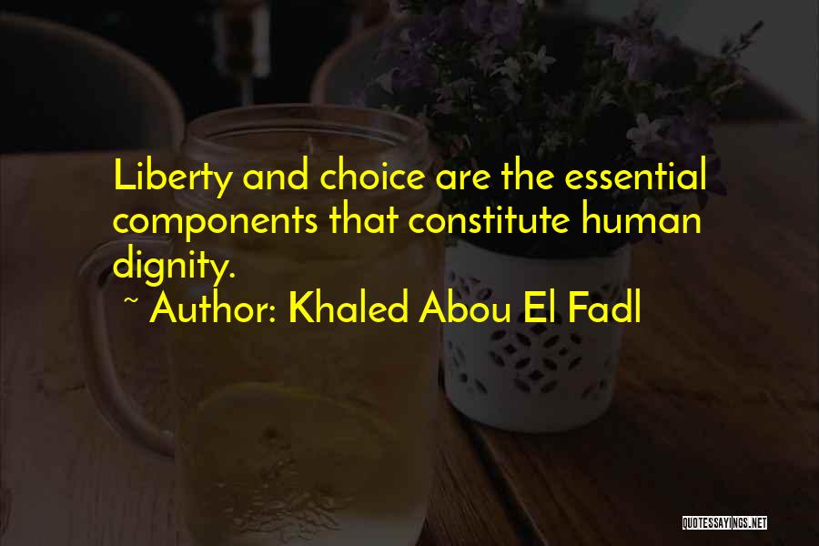 Khaled Abou El Fadl Quotes: Liberty And Choice Are The Essential Components That Constitute Human Dignity.
