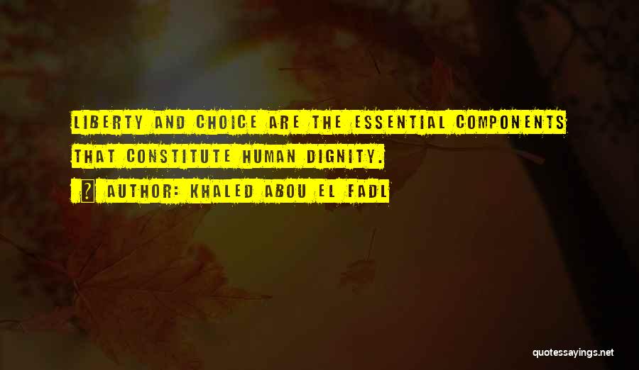 Khaled Abou El Fadl Quotes: Liberty And Choice Are The Essential Components That Constitute Human Dignity.