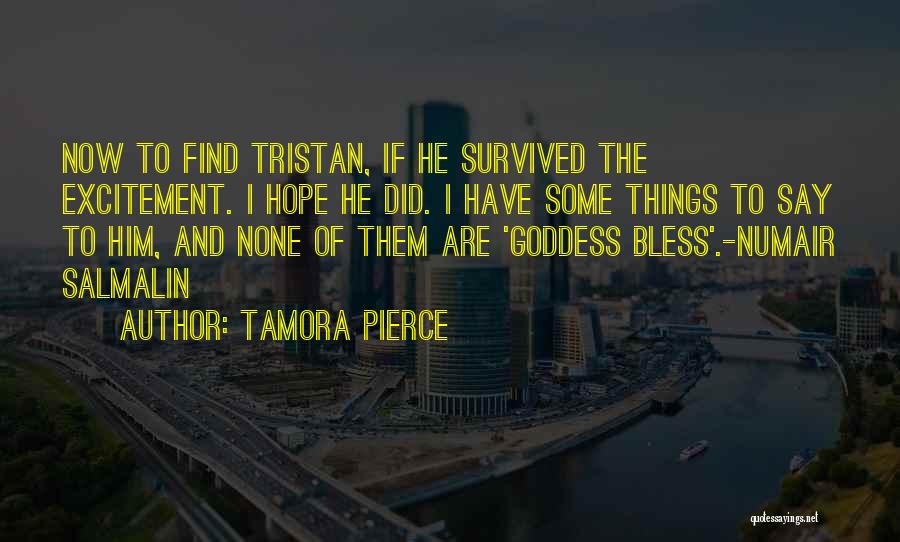 Tamora Pierce Quotes: Now To Find Tristan, If He Survived The Excitement. I Hope He Did. I Have Some Things To Say To