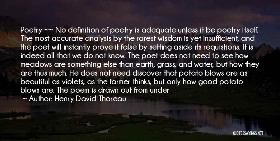 Henry David Thoreau Quotes: Poetry ~~ No Definition Of Poetry Is Adequate Unless It Be Poetry Itself. The Most Accurate Analysis By The Rarest