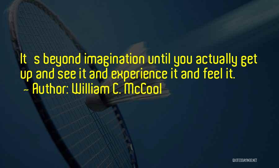 William C. McCool Quotes: It's Beyond Imagination Until You Actually Get Up And See It And Experience It And Feel It.