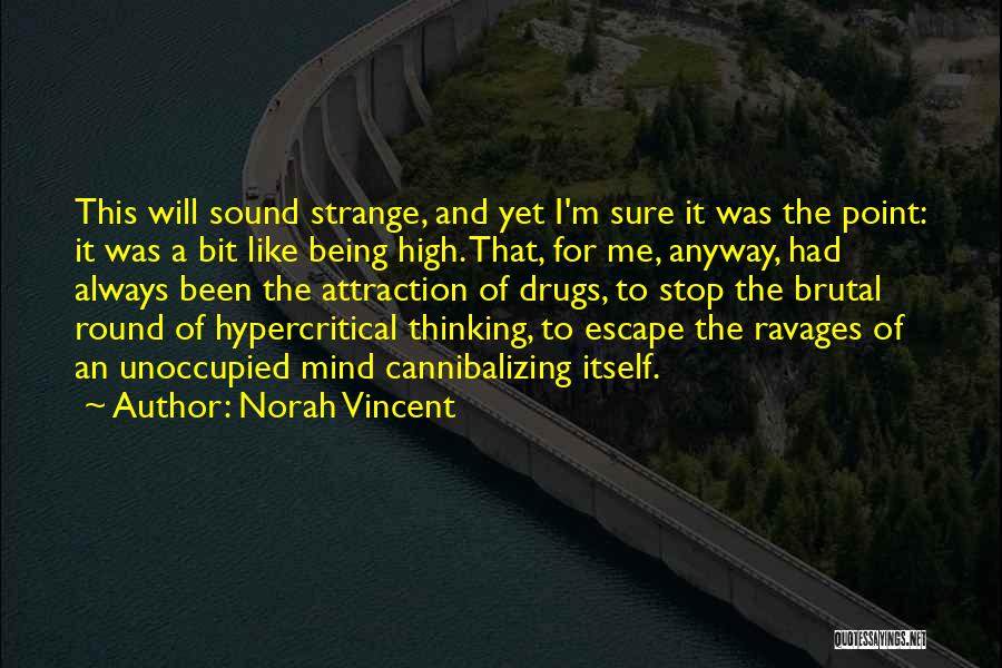 Norah Vincent Quotes: This Will Sound Strange, And Yet I'm Sure It Was The Point: It Was A Bit Like Being High. That,