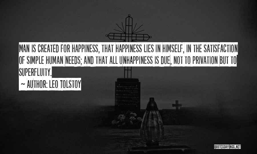 Leo Tolstoy Quotes: Man Is Created For Happiness, That Happiness Lies In Himself, In The Satisfaction Of Simple Human Needs; And That All