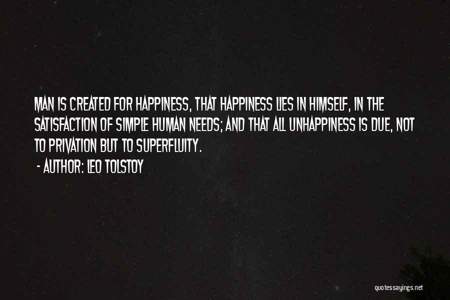 Leo Tolstoy Quotes: Man Is Created For Happiness, That Happiness Lies In Himself, In The Satisfaction Of Simple Human Needs; And That All